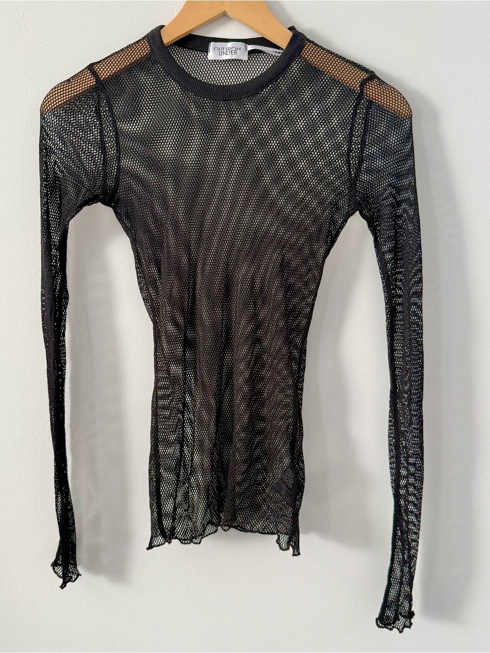 Urban Outfitters Women's Black Long-Sleeve Mesh Fishnet long sleeve Top